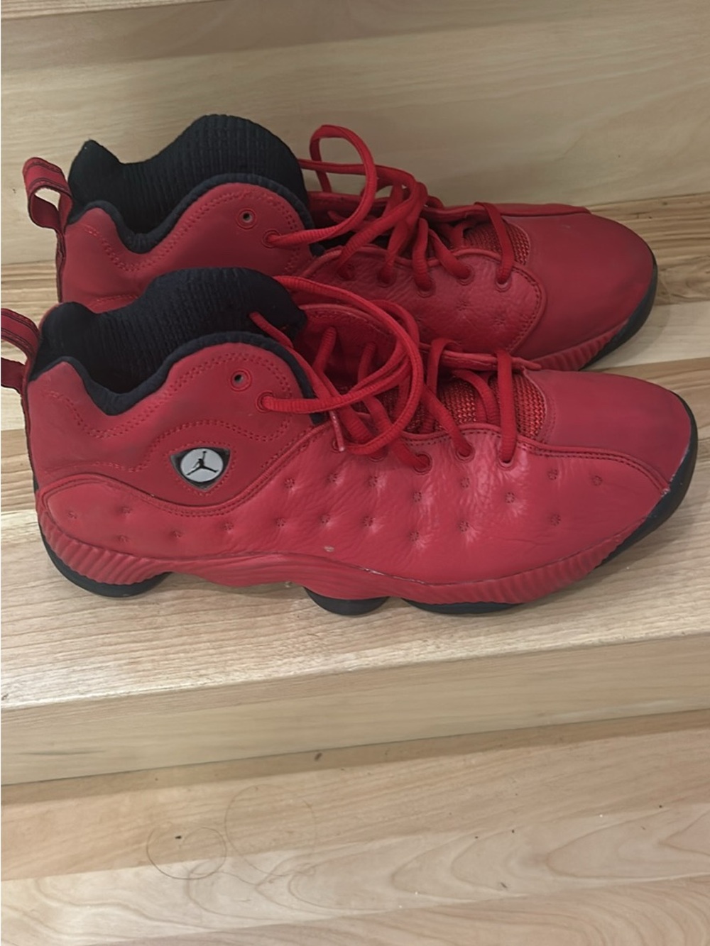 Jordan Red and Black Men's High-Top Basketball Sneakers